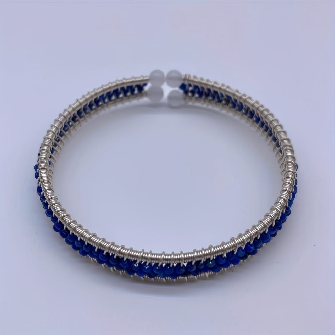 Handwoven Lapis Lazuli Cuff Bangle Bracelet